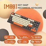 FREEWOLF M88 Wireless Gaming Keyboard, Hot Swappable TKL Mechanical Keyboard, Bluetooth/2.4Ghz Dual Mode Connect, Type C/USB A 2-in-1 Receiver, 87 PBT Keycaps Red Switch for PC/MAC - Grey & Orange - Image 2
