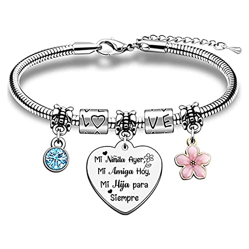 Hija Pulsera Amor para Siempre Regalo Cumpleaños Mujeres Graduación Recuerdo Inspirador Joyería Especial Navidad Personalizada Regalo Brazaletes Mi Niñita Ayer Mi Amiga hoy Mi Hija para Siempre
