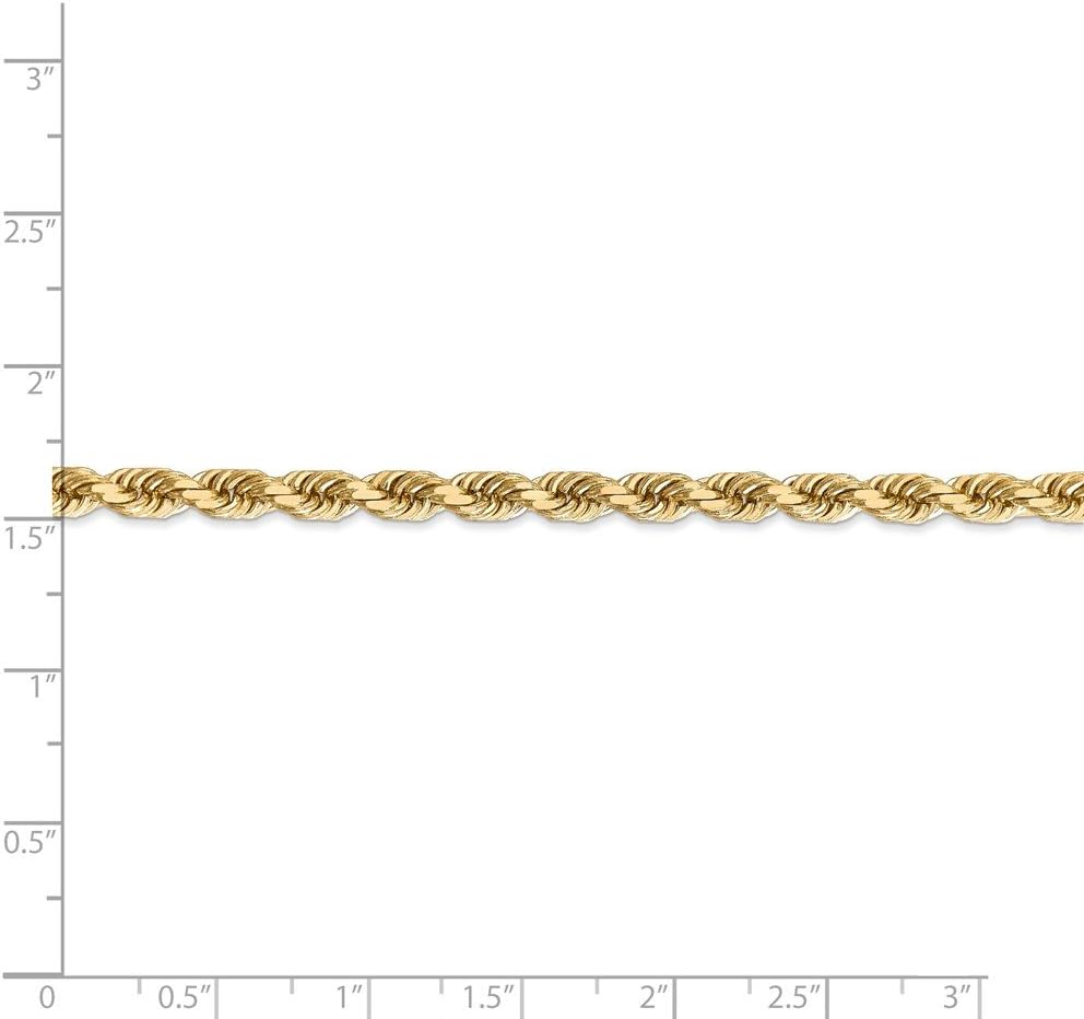 Solid 14k Yellow Gold 5mm Diamond Cut Rope with Secure Lobster Clasp Bracelet