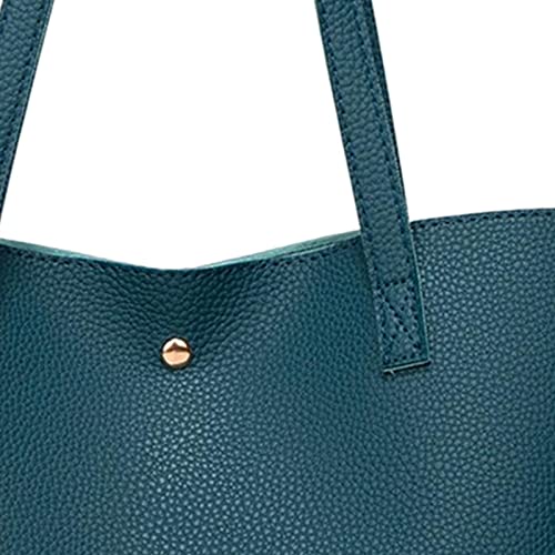 Conjunto de Bolsas de Couro PU Fashion Alça Superior Bolsa Composta Casual, Azul-ciano