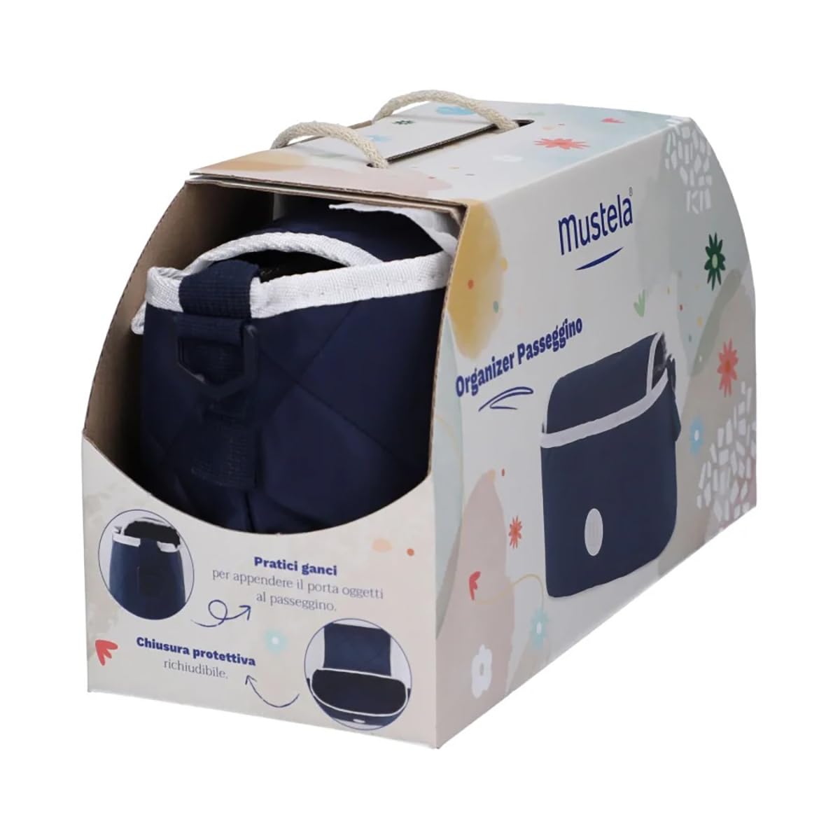 Organizer da Passeggino, Borsa Portaoggetti in Blu Navy, con Chiusura Protettiva e Ganci per Fissaggio