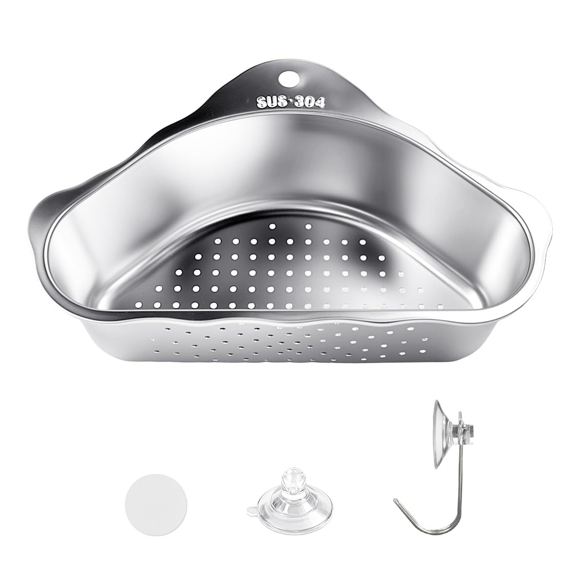 Colador para Fregadero de Cocina Cesta de Desagüe de Acero Inoxidable Triangular