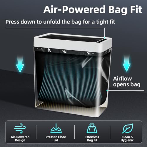 Image of 2.7 Gallon Slim Bathroom Touchless Trash Can, Automatic Smart Trash Can with Air-Press Bag Expander, Sensor Lid Waste Bin for Bedroom, Office & RV, White