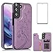 Asuwish Case for Samsung Galaxy S22 Plus /S22+ with Tempered Glass Screen Protectorï¼Œ Flip Wallet Cases Leather Stand with Card Holderï¼ŒDouble Magnetic Clasp and Durable Shockproof Cover (Purple)
