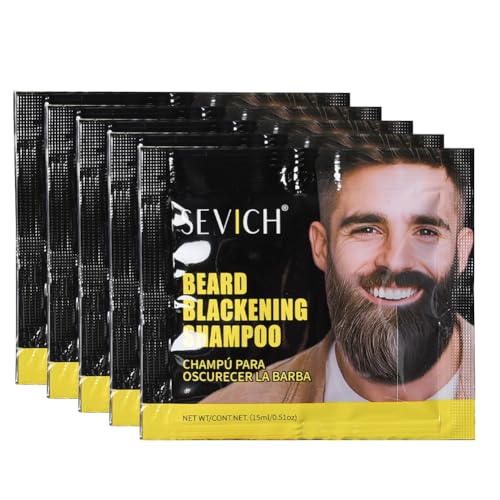 5 piezas de champú para barba, tinte para barba, tinte para ennegrecimiento de barba, negro natural, solo 5 minutos (75 ml)
