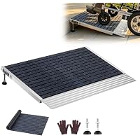Vevor 24 x 35.8 Inch Heavy-Duty Adjustable Threshold Ramp with Non-Slip Surface, 800-Lb Capacity (Silver+Black)