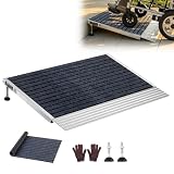 VEVOR Schwellenrampe 610x910mm, 362,9 Belastbare Schwellenrampe mit Verstellbarer Höhe, rutschfeste Auffahrschiene aus Alu, Stabile Auffahrrampe für Rollstuhl Scooter Türschwelle Bordsteine Treppen