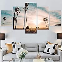 SIGNWIN 5 Panel Canvas Wall Art Palm Tree for Home Decorations Ready to Hang - 60