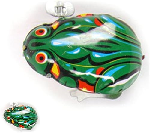 SquarezhenBo Springender Frosch-Uhrwerk aus Metall, Grün, für Kinder, lustiges Spiel, Vintage, Neuheit und Gag-Spielzeug, Spielzeug