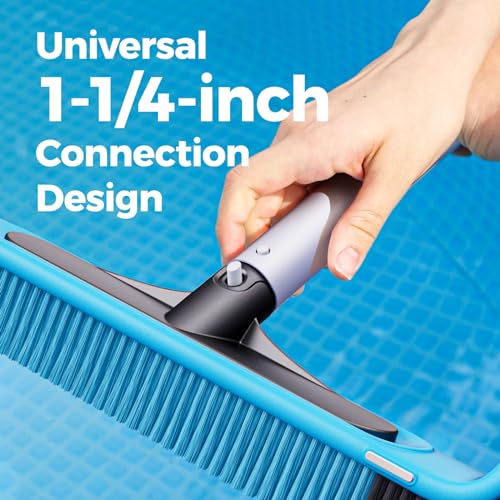 Pool Brush Head for Cleaning Pool Walls, Swimming Pool Scrub Brushes with Sturdy 17” Wide Bristles & Reinforced Aluminium Back