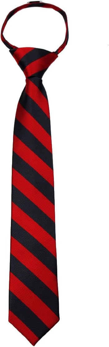 BUYYOURTIES Boys Zipper Repp Stripe College Printed Necktie Ties