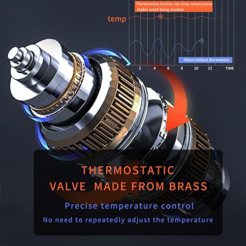 Cheersoon Led Shower Panel,Stainless Steel Shower Tower System With Auto Thermostatic Valve,Wall-Mount Complete Shower Column With 5 Function,Brushed Nickel #TOP4