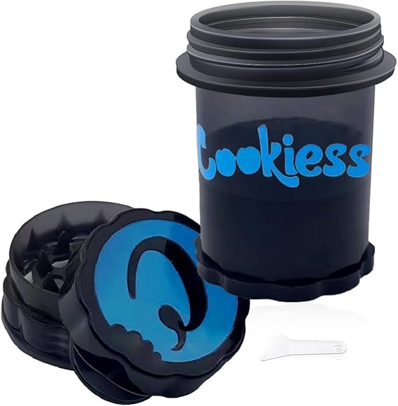 Grinder Herb Spice Grinder Hand-cranked Plastic Grinder with Handle 62mm Grinder Storage Tank 2 in 1ï¼ˆBlack Blueï¼‰