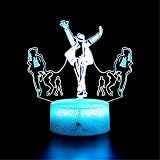 Veilleuse 3D Michael Jackson C pour enfants - Décoration de la maison - Cadeau d'anniversaire - 16 couleurs changeantes