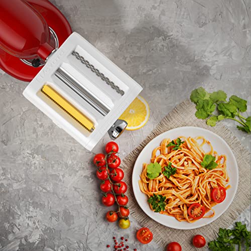 TZCYOTO Pasta Maker Attachment 3 in 1 Set for KitchenAid Stand Mixers, Included Pasta Roller, Spaghetti &Fettuccine Cutter Pasta Machine Attachment Accessories and Cleaning Brush for KitchenAid