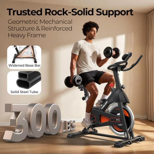 Image of YOSUDA PRO Magnetic Exercise Bike 350 lbs Weight Capacity - Indoor Cycling Bike Stationary with Comfortable Seat Cushion, Silent Belt Drive