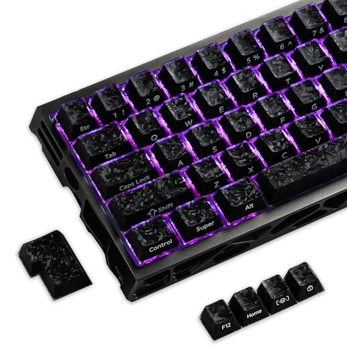 Image of XVX Frost Jelly Keycaps, Forged Carbon-Look Keyboard Keycaps, Cherry Profile Keycap Sets for Mechanical Keyboard with MX Switches(Black)