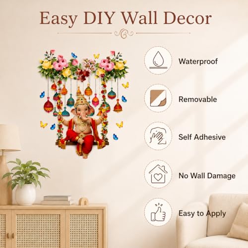 Baby Ganesha vinilo decorativo mural 28 x 26 pulgadas miniatura 5