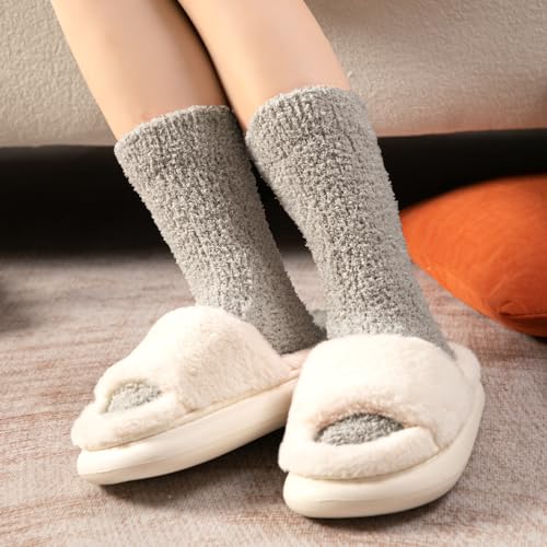Clothirily Fuzzy Socks for Women, Cozy Fluffy Slipper Socks Gifts for Women - image 2
