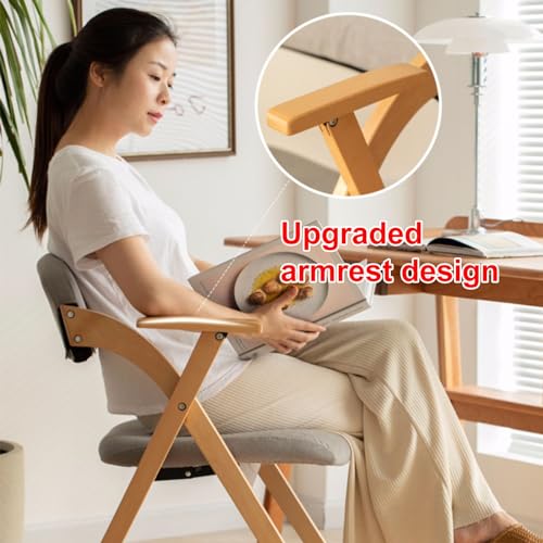 Dinning Chairs Wooden Stackable Folding Armchair Farmhouse Kitchen Chairs with Padded Seat,Portable