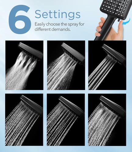 Regadera de mano filtrada MakeFit con alta presión, 6 modos y acabado mate negro | Filtro de perlas minerales para agua dura, reduce cloro, manguera de acero inoxidable miniatura 4