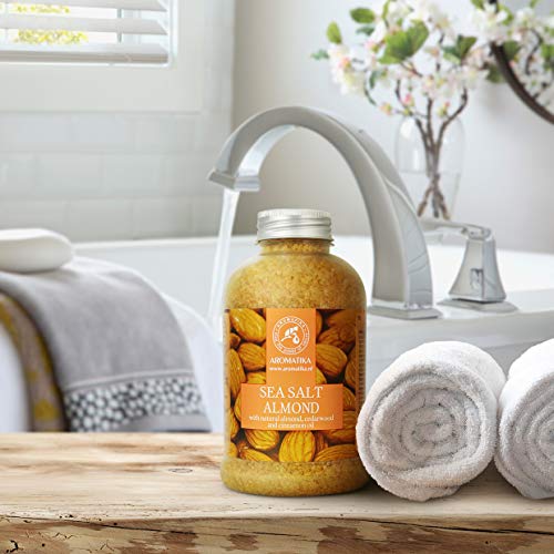 Sea Salt Almond 21.16 Oz - 600G - Natural Almond - Cedarwood & Cinnamon Oil - Bath Sea Salts - Best For Bath - Good Sleep - Relaxing - Body Care - Beauty #TOP3