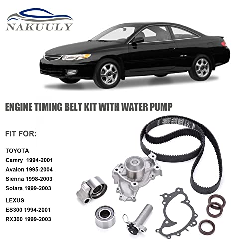 Engine Timing Belt Kit With Water Pump Tkt-024 Compatible With 1994-2004 Toyota Camry Avalon Sienna Solara, Lexus Es300 Rx300 3.0L V6 1Mzfe Dohc 24V #TOP1