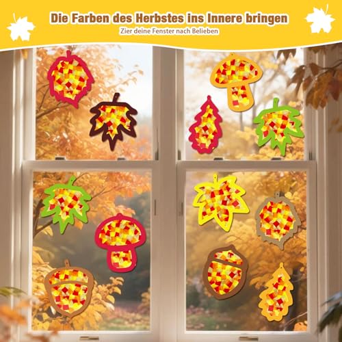 24 Stück Herbstdeko Fensterbilder, Herbst Basteln für Kinder, Herbstbasteln – Ansicht 3