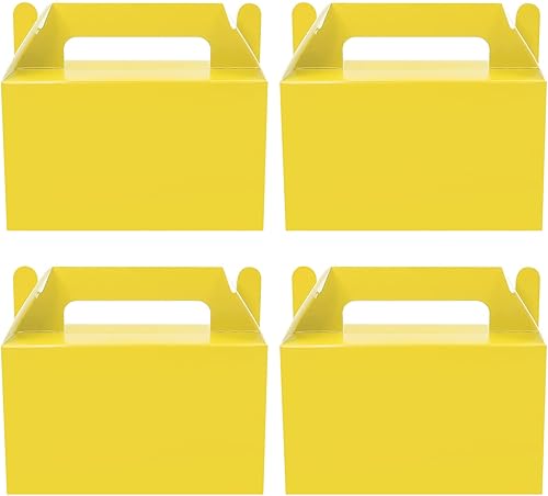 Oletx 12 cajas de regalo amarillas a dos aguas, caja pequeña de regalo de fiesta de 5.9 pulgadas, caja de golosinas, caja de dulces de galletas para