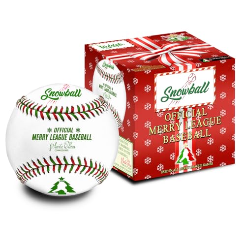 Rudolph Official Christmas Baseball of The Merry Leagues. Baseball Stocking Stuffer. Genuine Game Ready Baseball. Pitcher, Catcher, Batter Christmas Baseball Gift. (Snowball)