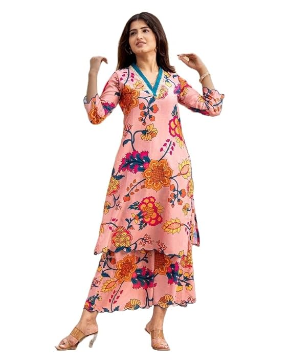 LookMark Women Cotton Blend Kurta Set: Your Passport To Effortless Chic Step Into Ethnic Glamour With Our Printed Kurti Pant Sets