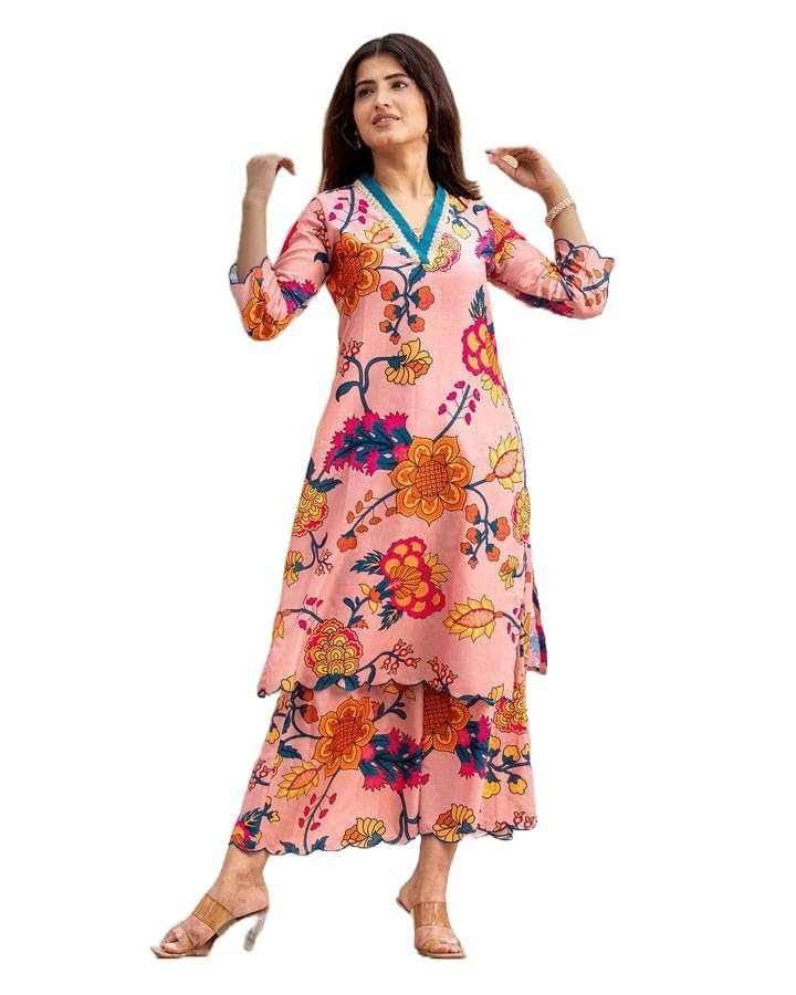 Lookmark Kurta Set: Your Passport To Effortless Chic! Step Into Ethnic Glamour With Our Printed Kurti Pant Sets! Pink
