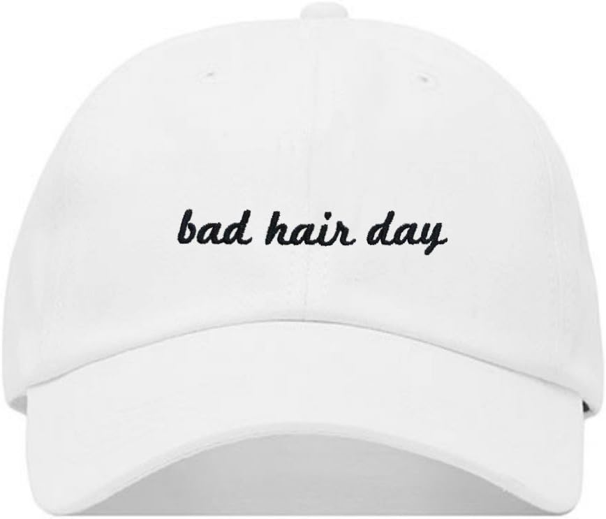 Bad Hair Day Baseball Hat, Embroidered Dad Cap, Unstructured Soft Cotton, Adjustable Strap Back (Multiple Colors)