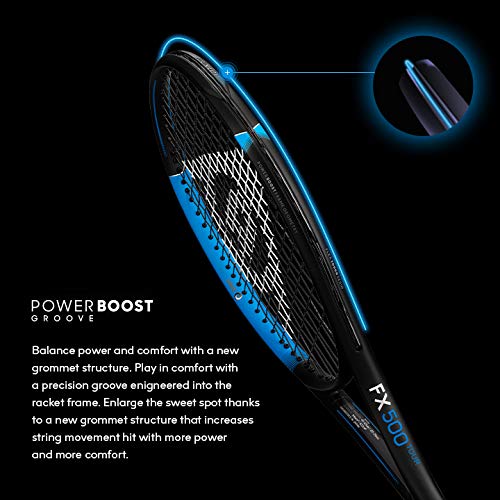 Dunlop Sports FX500 Tour Tennis Racket, 4 1/2 Grip, Blue/Black Dunlop Sports FX500 Tour Tennis Racket, 4 1/2 Grip, Blue/Black