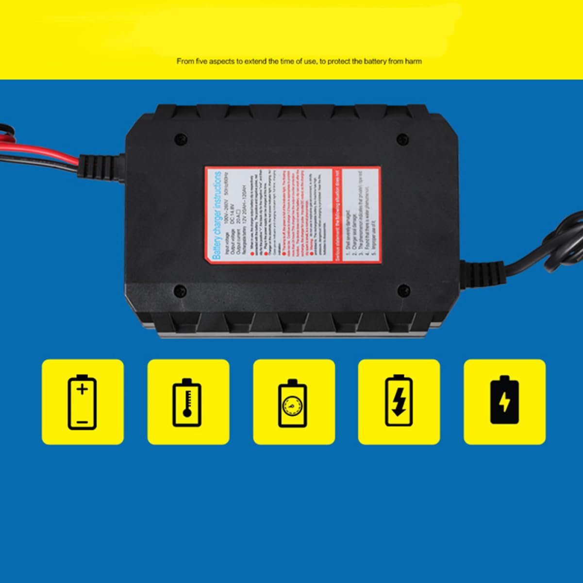 Chargeur de Batterie 12 V 20 A pour Moto, Protection Multiple
