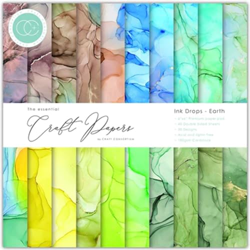 Craft Consortium - The Essential Craft Papers - 6x6 - Ink Drops - Earth