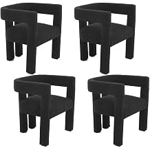 Teddy Barrel Dining Chairs Set of 4, Upholstered Boucle Armchair