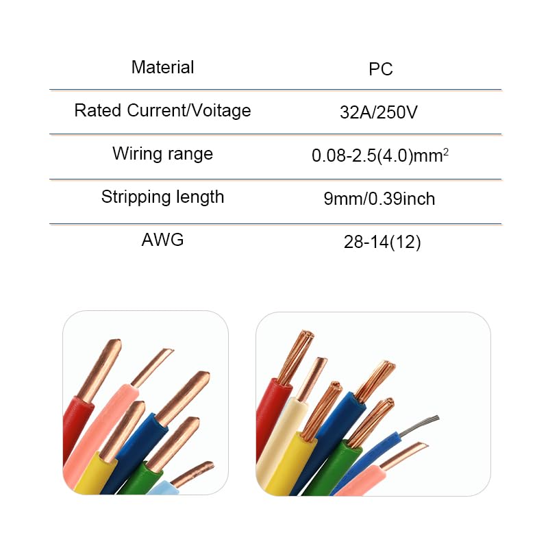 Terminale di connessione rapida, connettori for cavi compatti, connettori for cavi compatti rapidi con giunzione a molla Morsettiera for cablaggio push-in Connessione cavo elettrico domestico(D1 4o,10