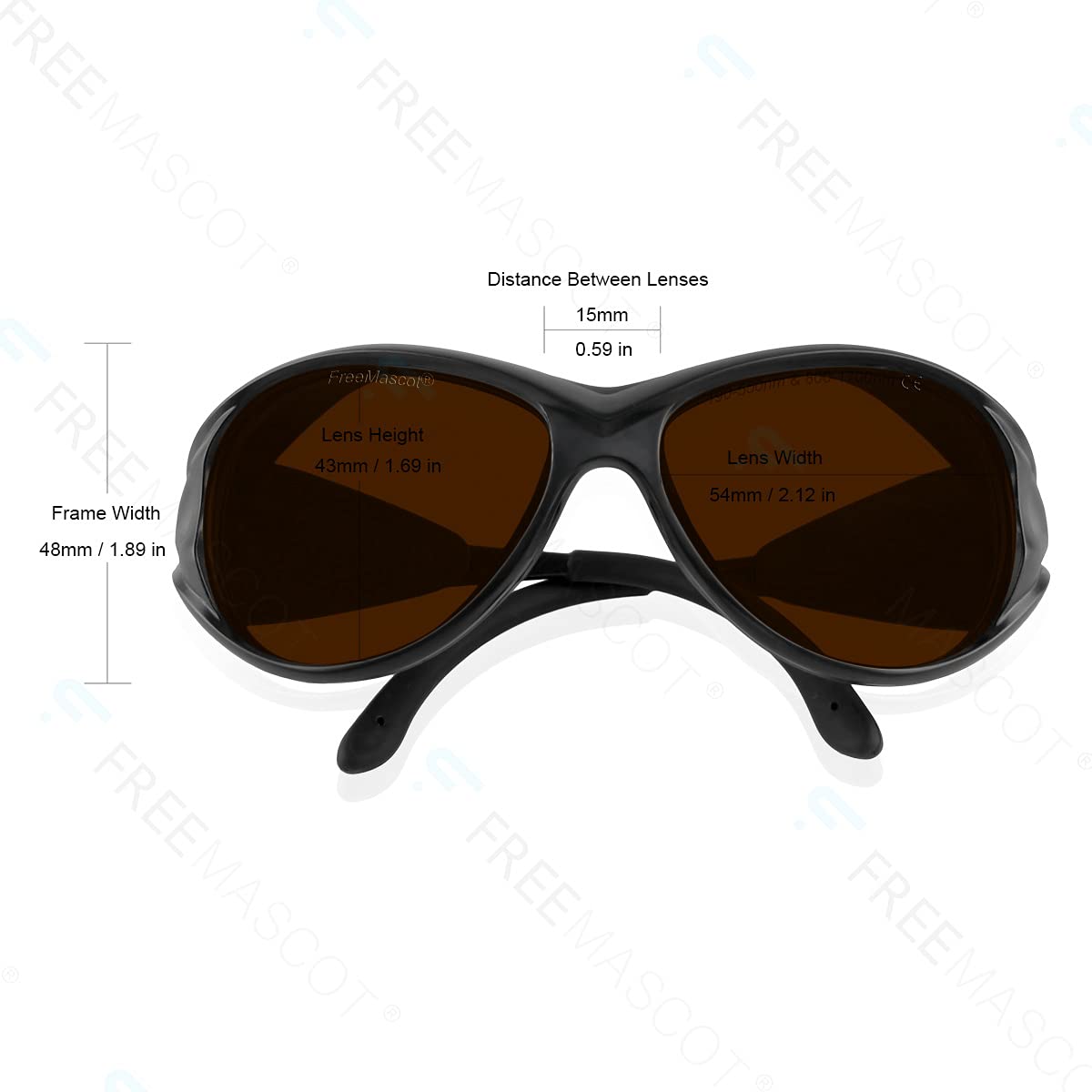 Lunettes de sécurité professionnelles OD 6+ 190 nm-550 nm/800 nm-1700 nm pour laser de 405 nm, 445 nm, 450 nm, 520 nm, 532 nm, 808 nm 980 nm, 1064 nm, 1080 nm, 1100 nm
