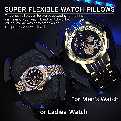 Triple Tree Double Watch Winder+ 3 Soft Leather Watch Pillows Led Automatic Watches Winding Box Wood Shell Mechanical Watch Shaker Japanese Quiet Motor Watch Spinner Case Fit Lady And Man Watches #TOP2