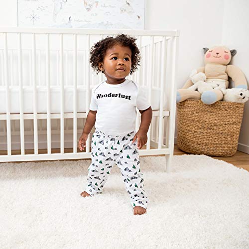 Image of Organic Cotton Short Sleeve Graphic Baby Bodysuit | Wanderlust | 0-3 Months