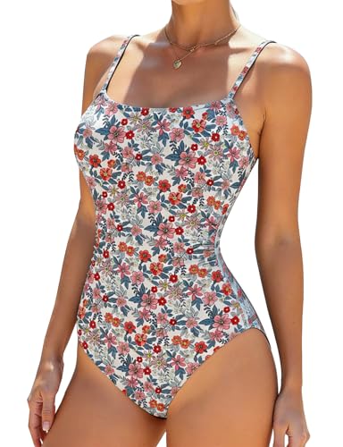 Image of Buauty Women's Swimsuit Square Neck Ruched Waist Bathing Suit Adjustable Straps Full Coverage