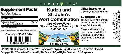 Miniatura 4 de Kudzu and St. John's Wort - Extracto líquido combinado de glicerita (15), sabor a fresa (1 oz, ZIN 522653)