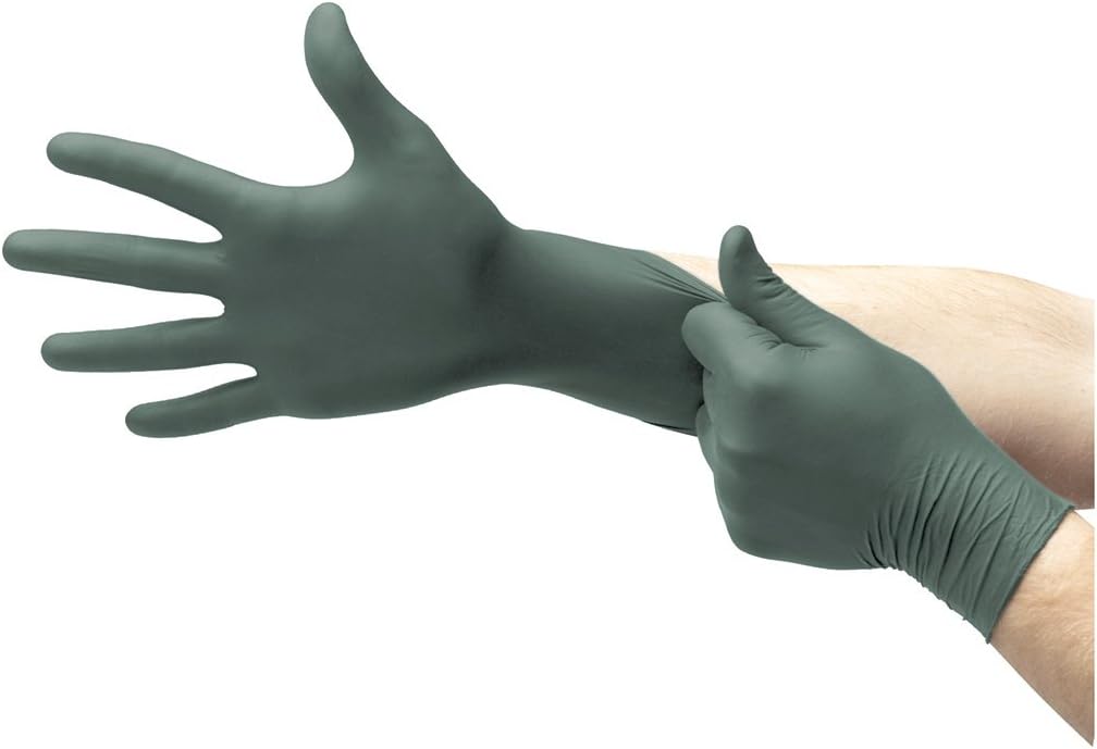 Microflex Medical DFK-608-XL X-Large Green 10.6'' Dura-Flock 8.3 mil Latex-Free Nitrile Ambidextrous Non-Sterile Industrial Grade Powder-Free Disposable Gloves, 24.544 fl. oz, 0.31" x 1" x 1"
