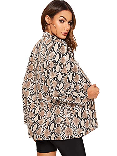 Floerns Women's Long Sleeve Open Front Leopard Print Blazer Multicolor-2 L