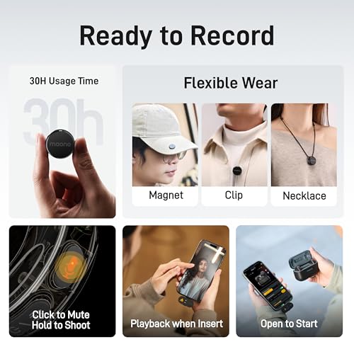 Image of MAONO Wireless Lavalier Microphone for iPhone 14 & Below, MFi Certified Lightning Plug, 48KHz 24Bit, 1000ft Range, Voice Filter, Noise Cancellation, 30H Use for Video Recording, Streaming - Wave T5