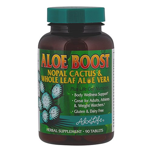 Aloe Life â€“ Aloe Boost, Whole Leaf Aloe Vera and Nopal Cactus Tablets, Formula that Supports Body Wellness, Great for Adults, Athletes and Weight Watchers, Gluten and Dairy Free (90 Tablets)