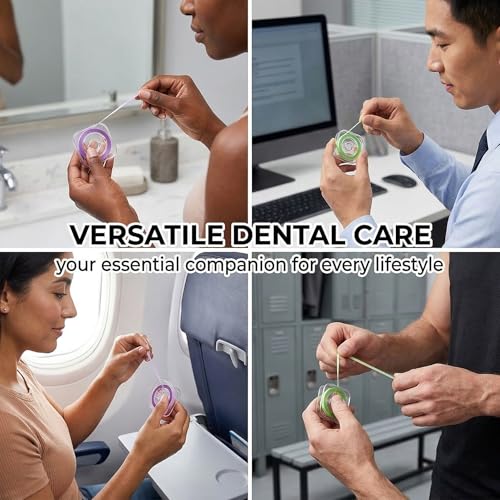 QEXUJOW Dentalschmirgelstreifen,Zwei Rollen Interdental-Schleifpapier, Körnung 30/50 Mikron (grün/lila), zur Tiefenreinigung der Zähne und zur Aufrechterhaltung der Mundhygiene.