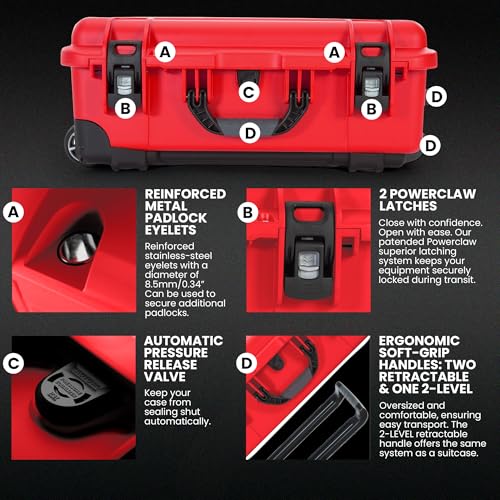 Image of NANUK 935 Wheeled Waterproof First Aid Box Empty - Durable, Medical First Aid Organizer Case, IP67-Rated, Dustproof, Impact-Resistant, and Floats (20.5 inch x 11.3 inch x 7.5 inch) - Red | Empty Wheeled First Aid Case, Interior 20.5x11.3x7.5 in, Nk-7 Impact-Resistant Resin, Floats