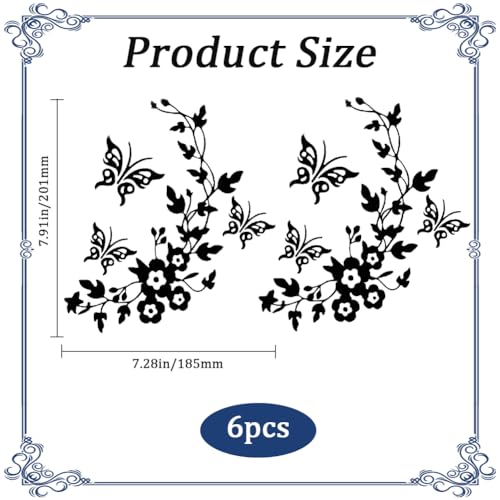 Image of GORGECRAFT 6 Sheets Butterfly Car Decal Set Black Flower Car Decals Car Rearview Mirror Stickers Decals Vinyl Waterproof Sticker Women Car Stickers for Auto Truck SUV Wall Art Laptop
